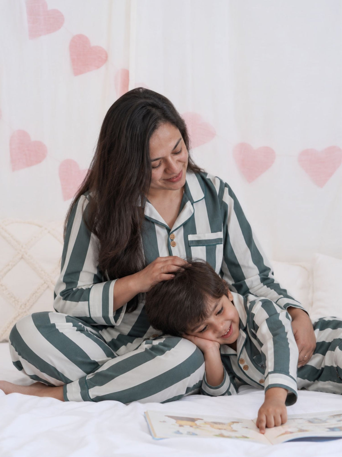 bamboo muslin women & baby matching combo nightsuit