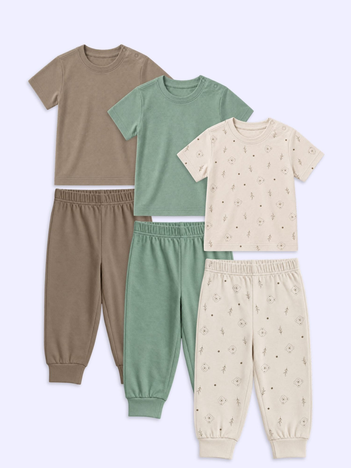 bamboo knit short sleeve top & bottom set | 3 pairs