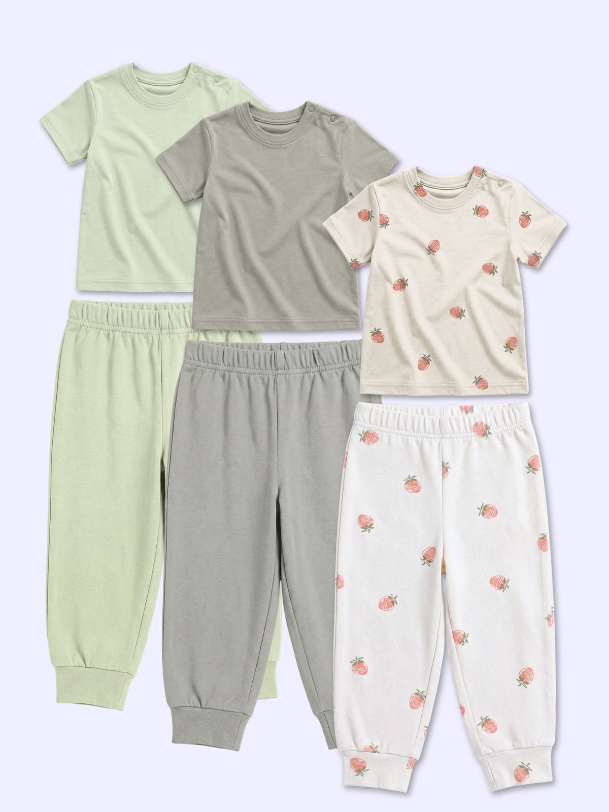 bamboo knit short sleeve top & bottom set | 3 pairs