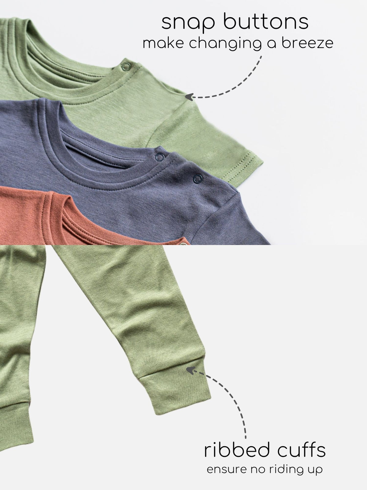 bamboo knit short sleeve top & bottom set | 3 pairs