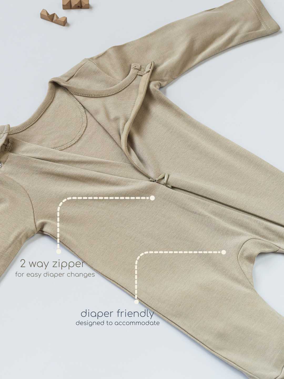 bamboo sleepsuit with reversible mittens & footie