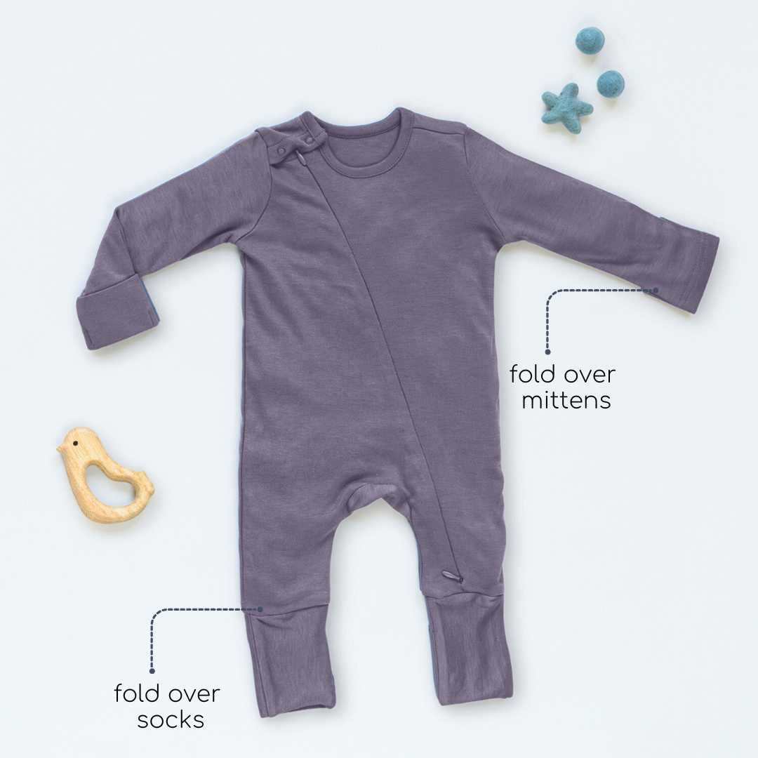 bamboo sleepsuit with reversible mittens & footie