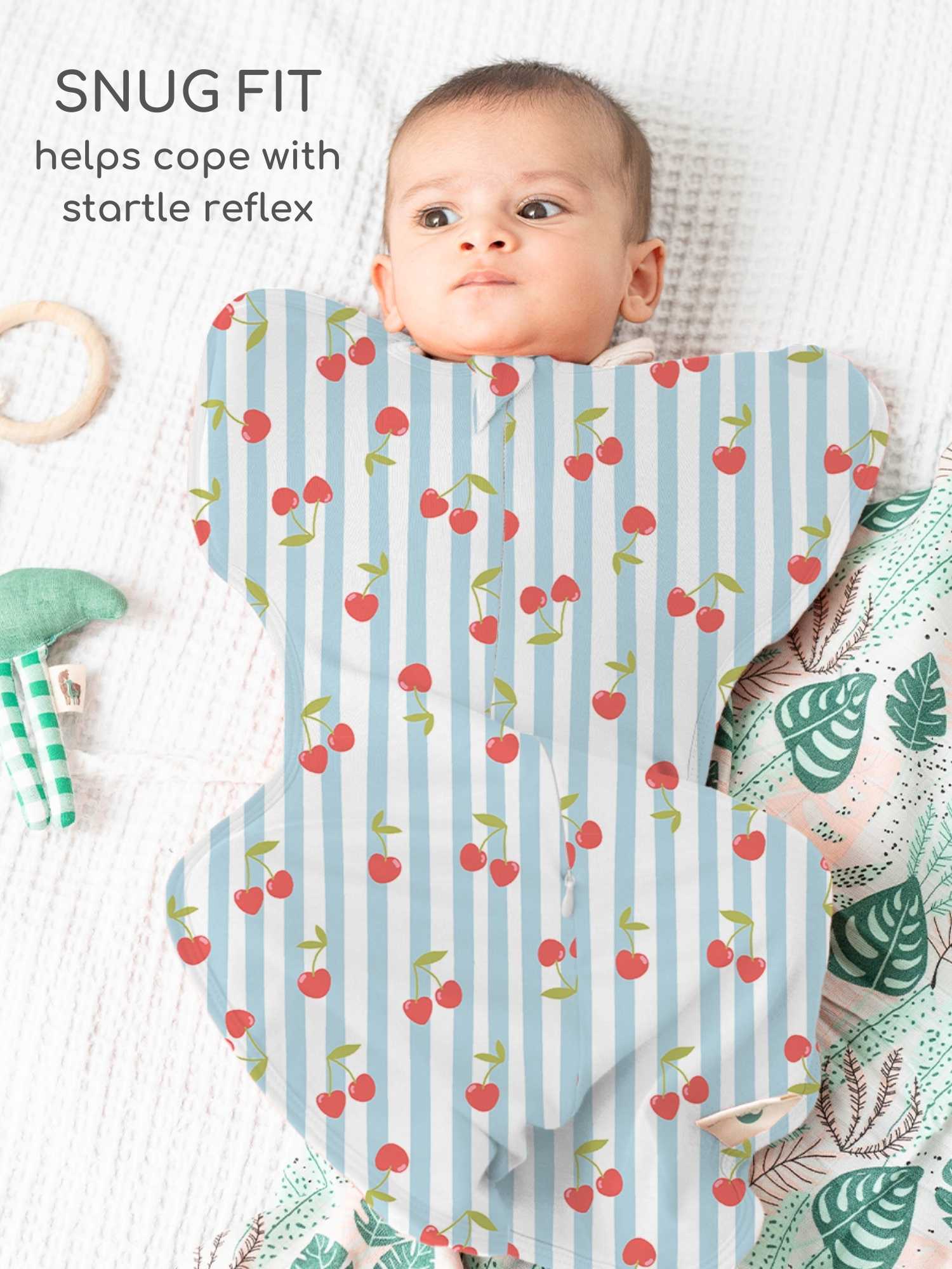 bamboo hands up swaddle pod for baby - prints