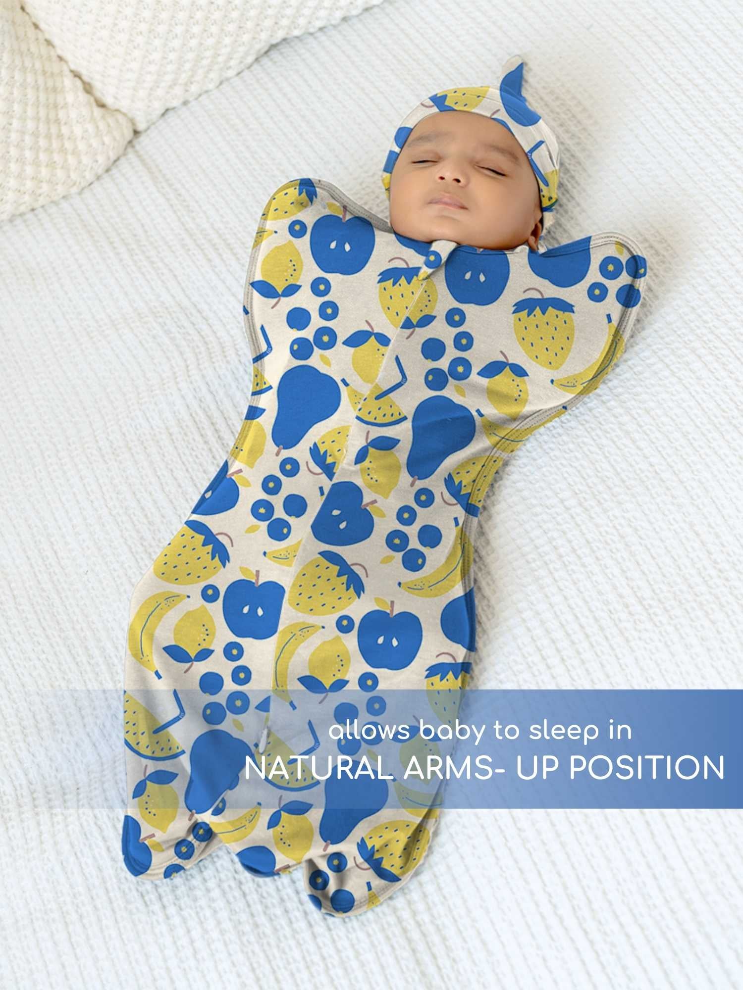 bamboo hands up swaddle pod for baby - prints