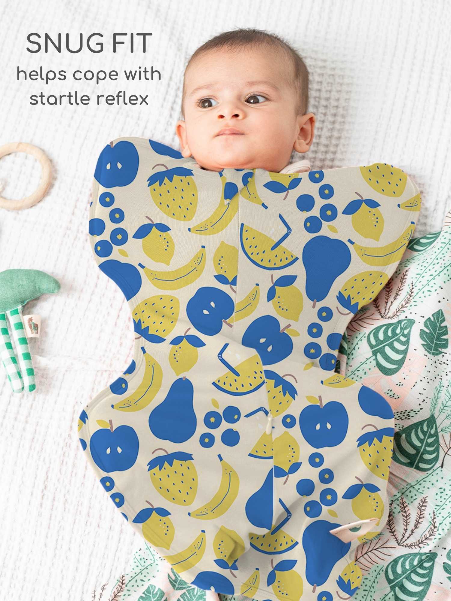 bamboo hands up swaddle pod for baby - prints