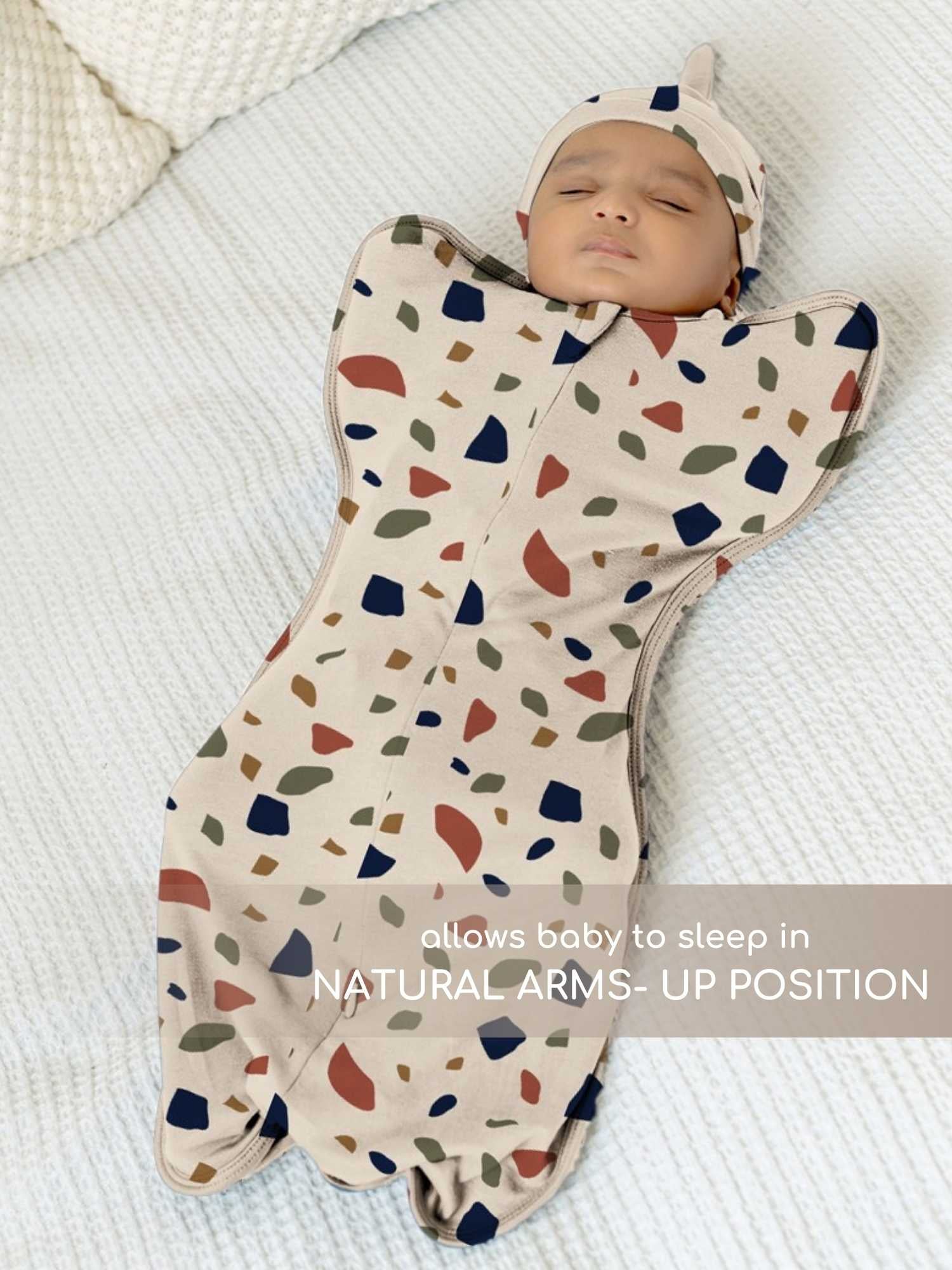 bamboo hands up swaddle pod for baby - prints