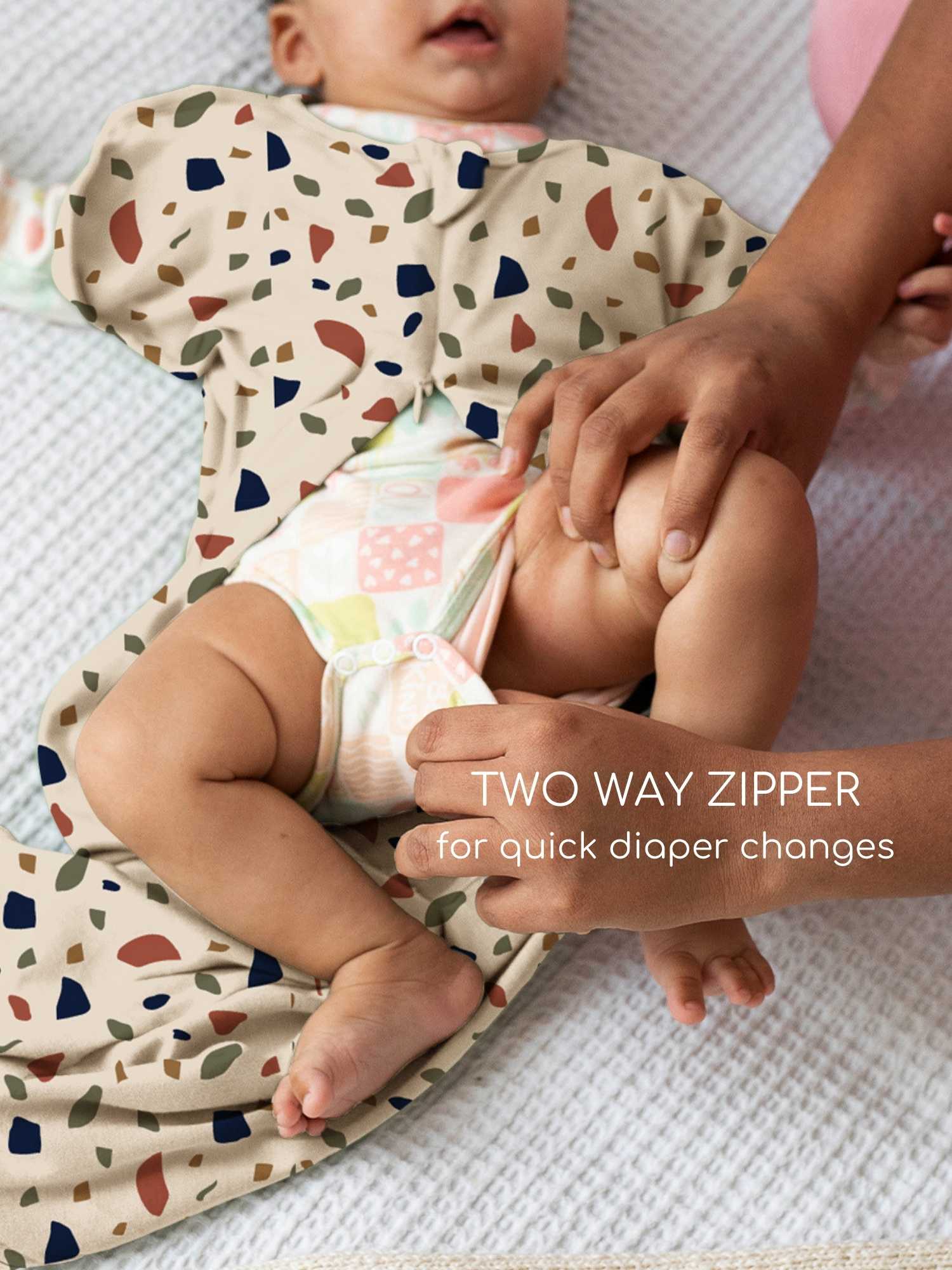 bamboo hands up swaddle pod for baby - prints