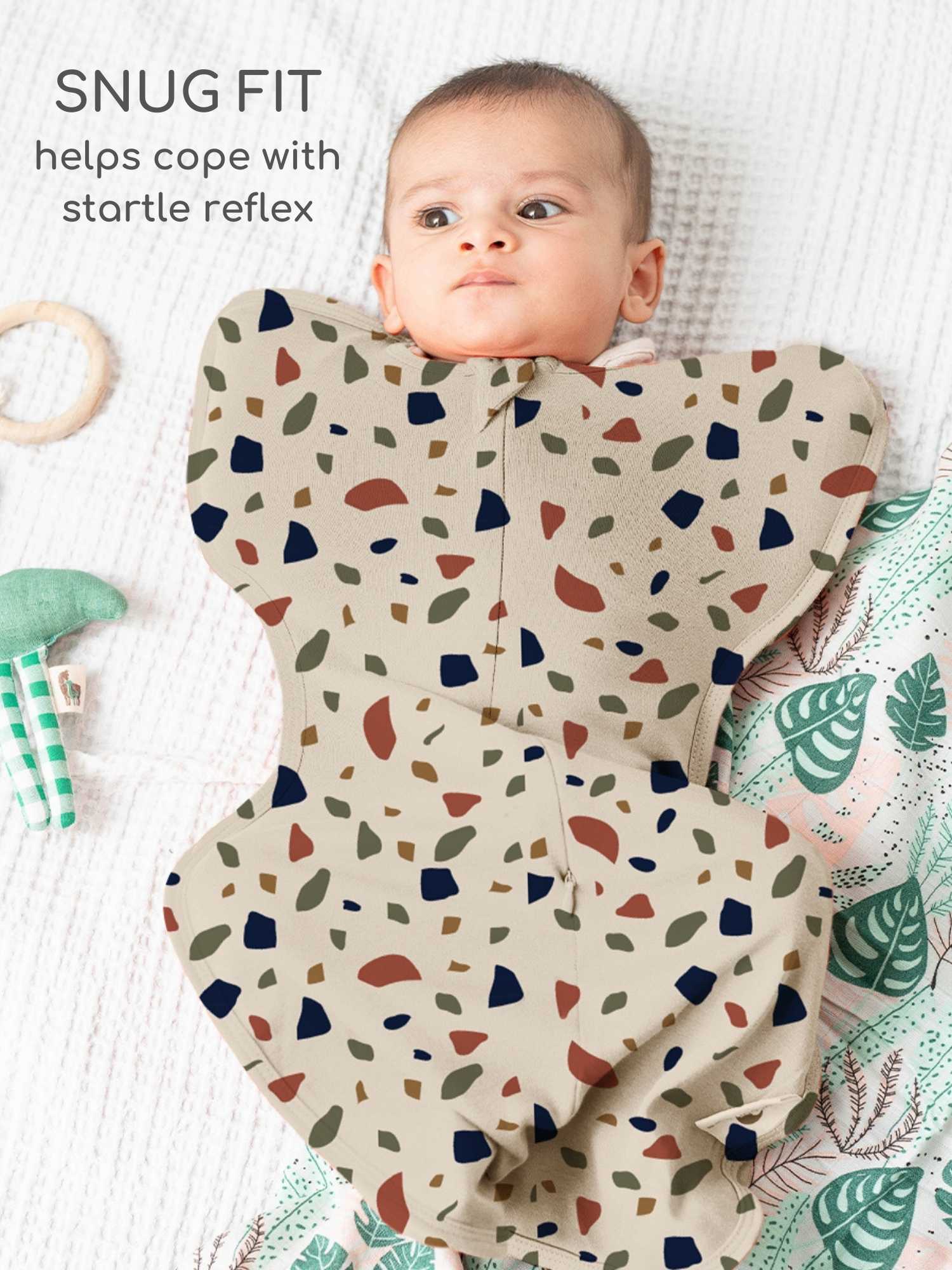 bamboo hands up swaddle pod for baby - prints