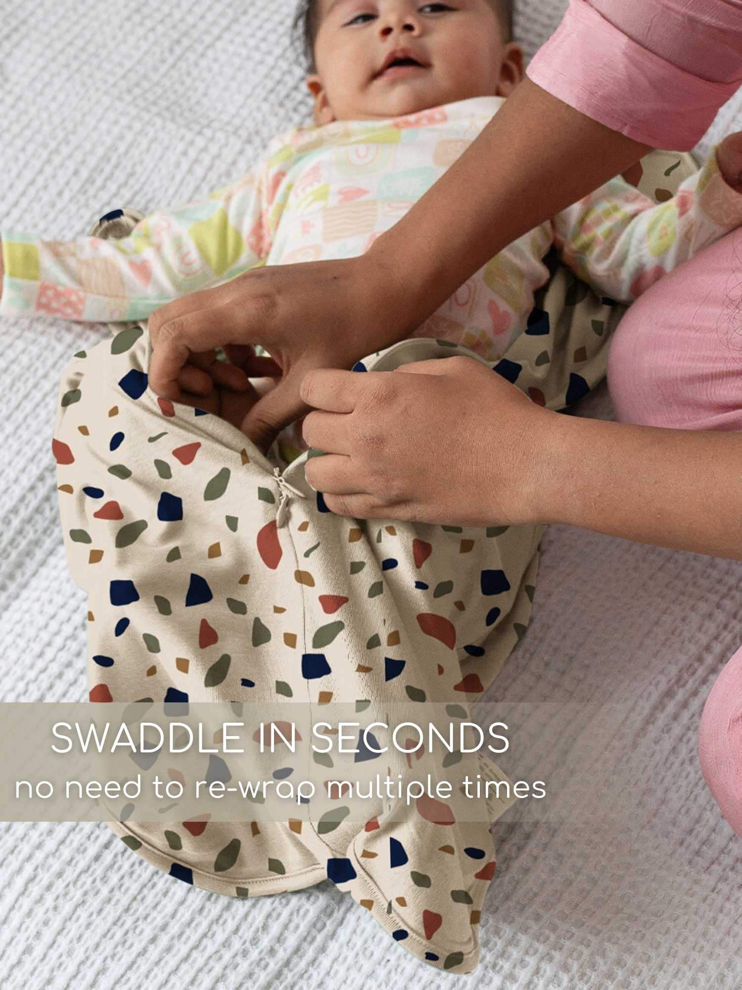 bamboo hands up swaddle pod for baby - prints