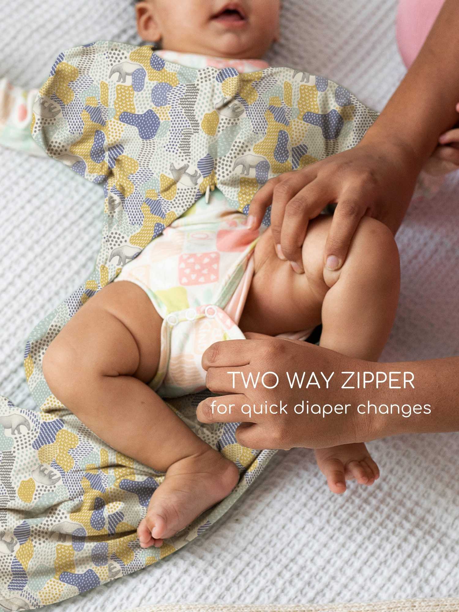 bamboo hands up swaddle pod for baby - prints