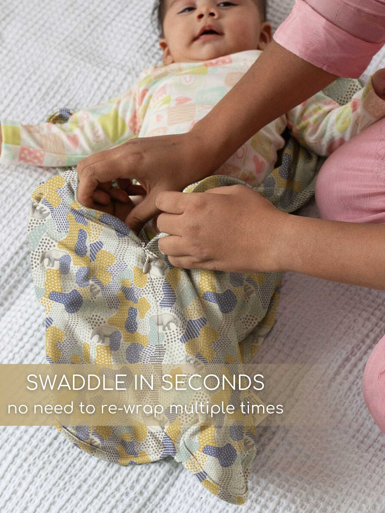 bamboo hands up swaddle pod for baby - prints