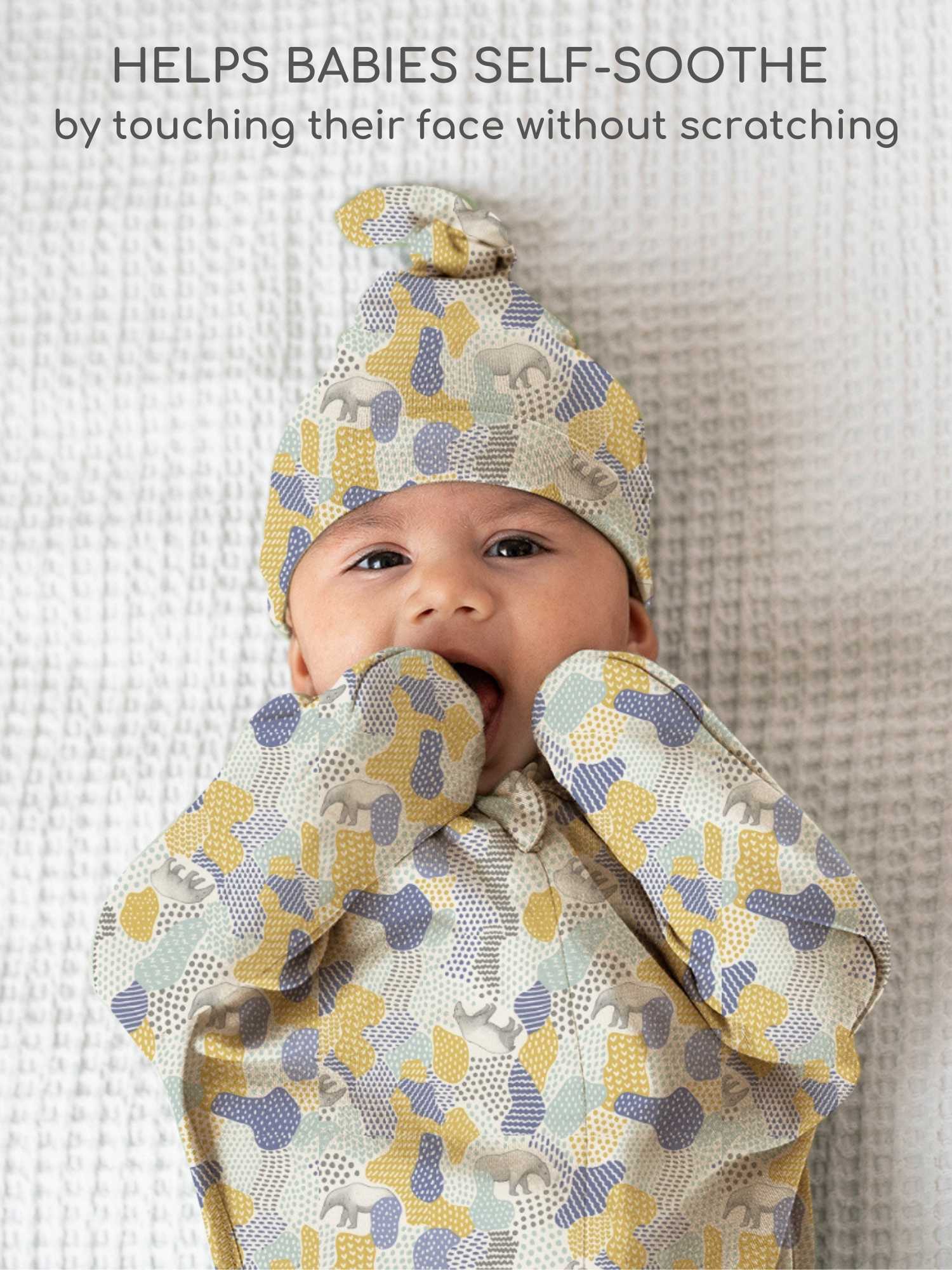 bamboo hands up swaddle pod for baby - prints