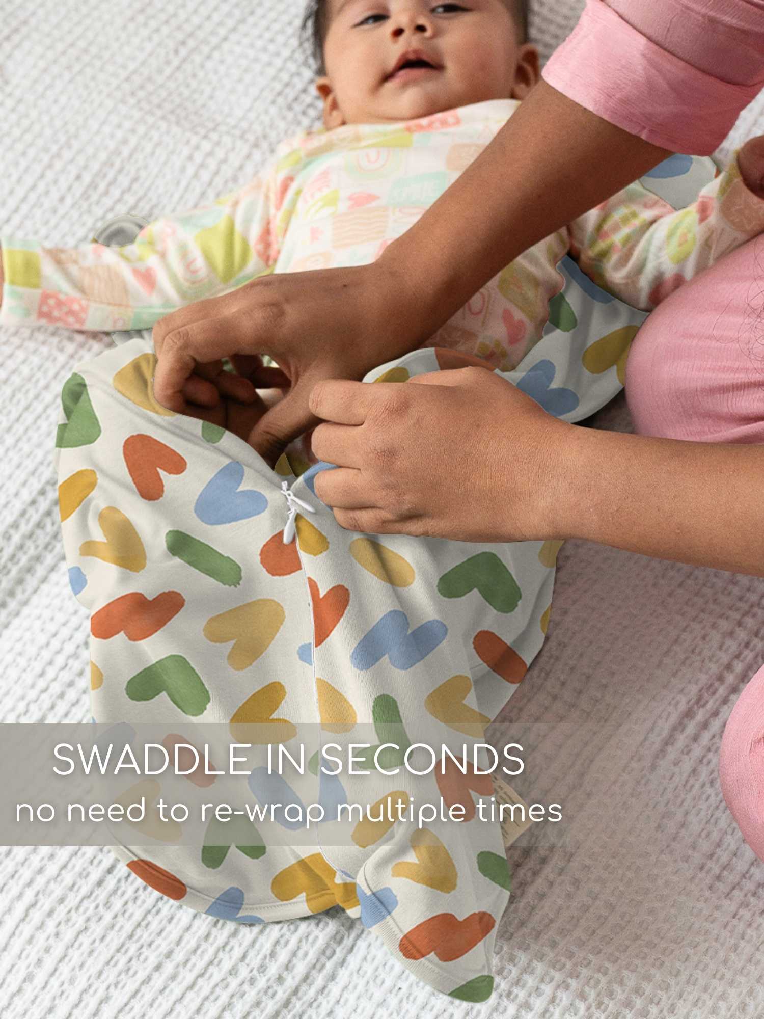 bamboo hands up swaddle pod for baby - prints