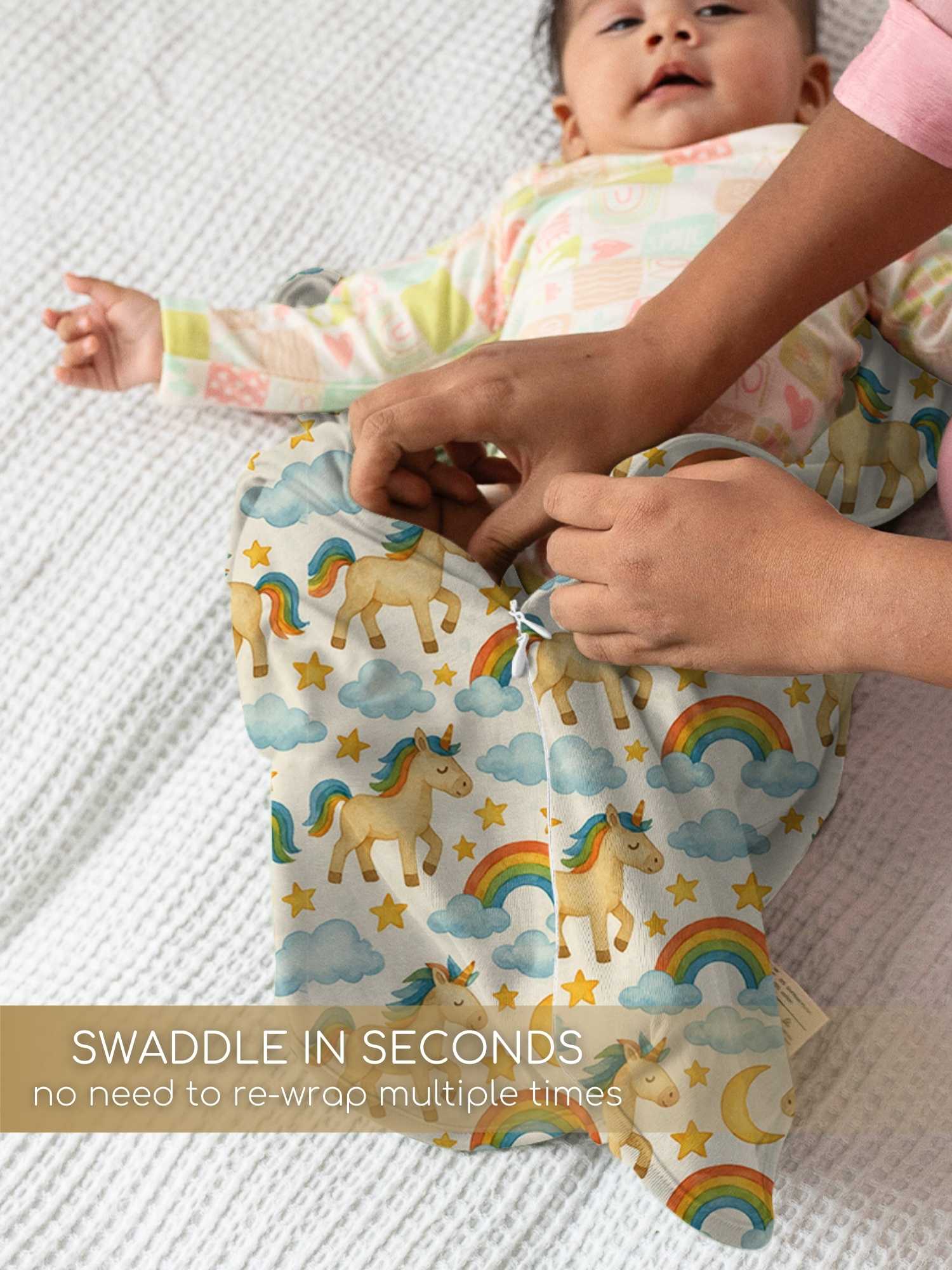 bamboo hands up swaddle pod for baby - prints