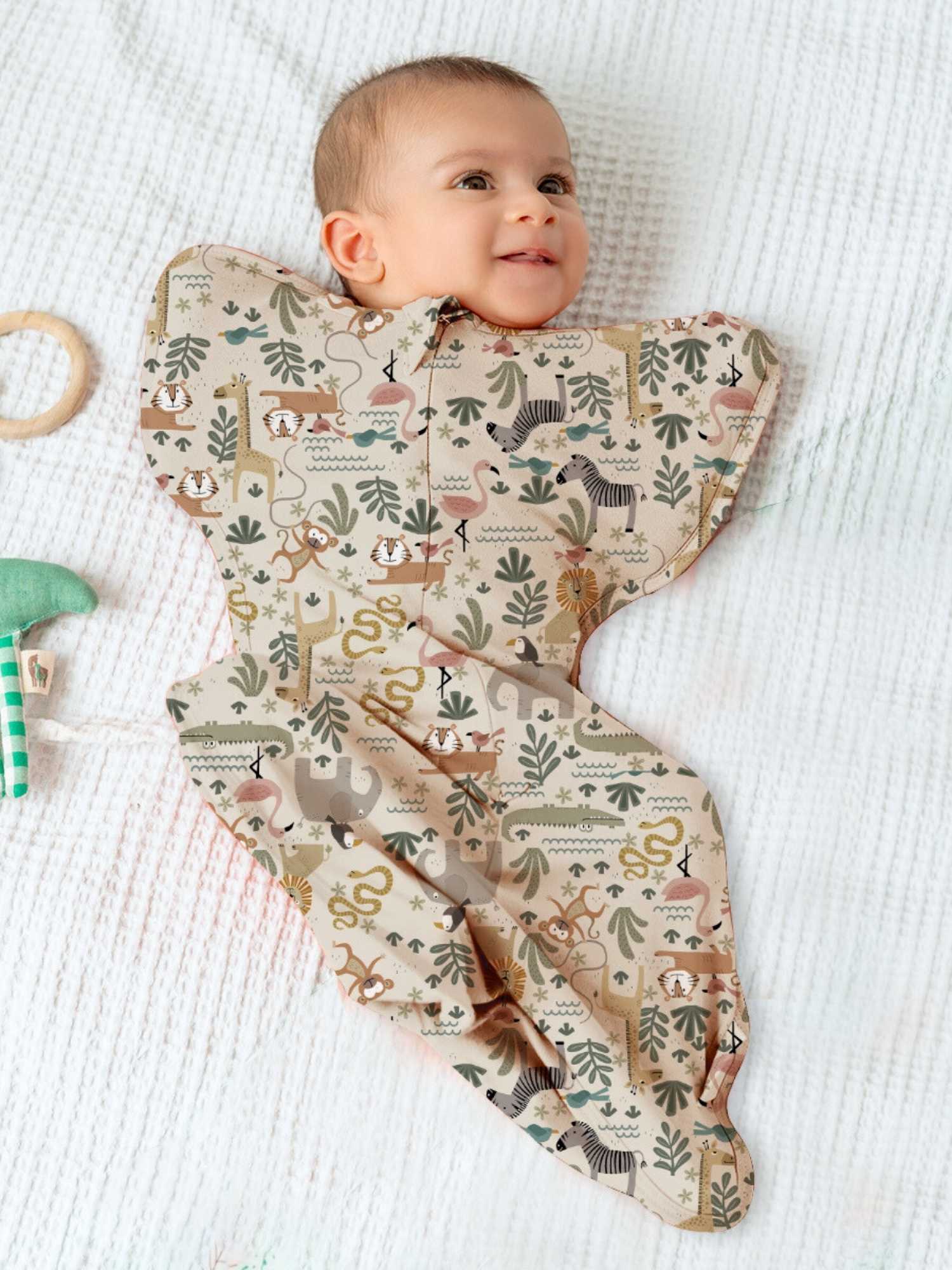bamboo hands up swaddle pod for baby - prints