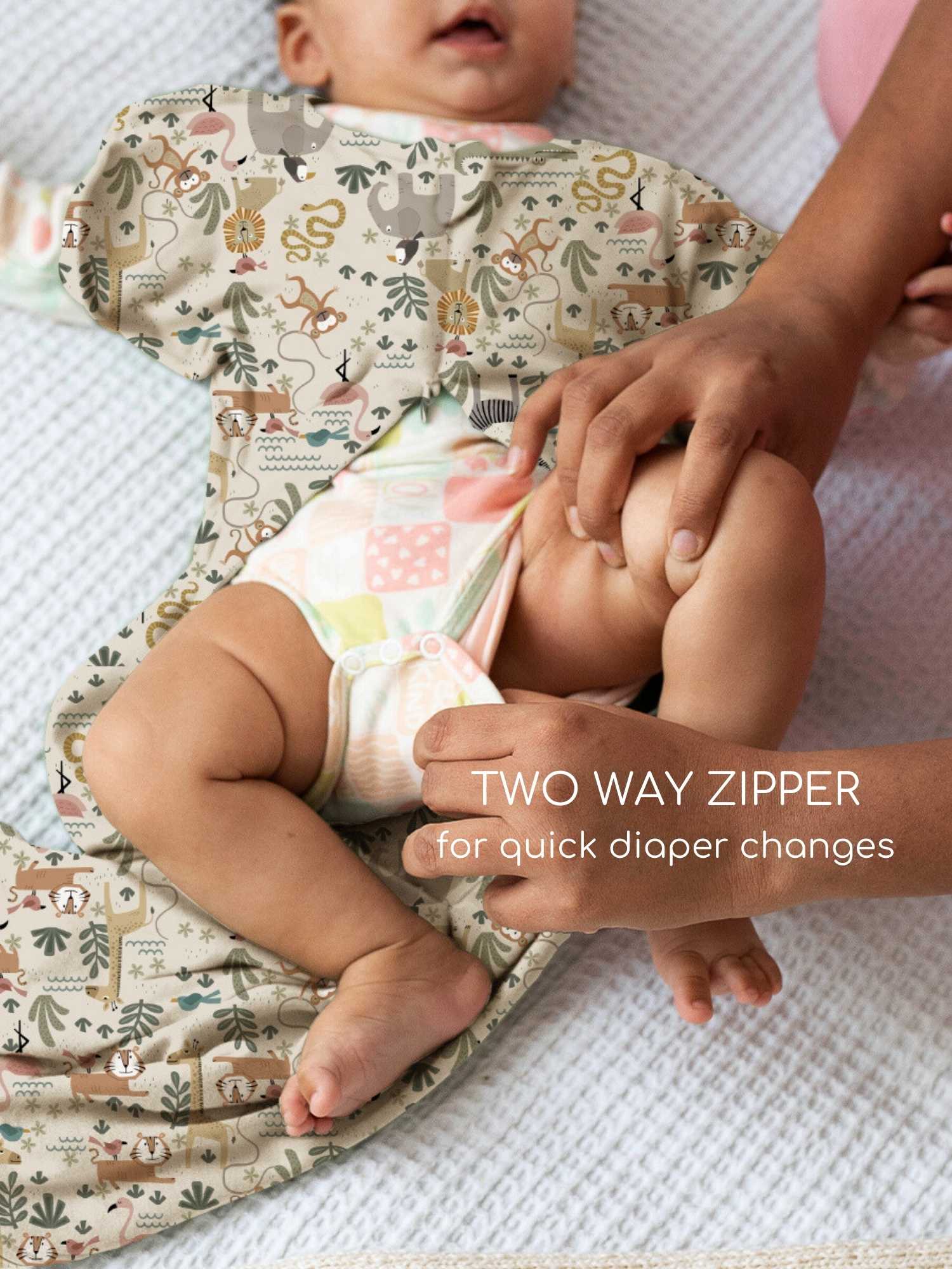 bamboo hands up swaddle pod for baby - prints