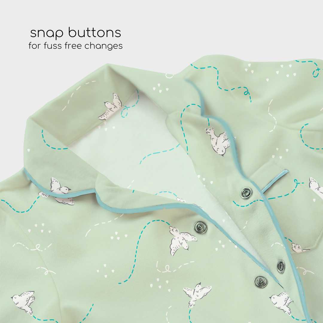 Bamboo_cotton_pajama_coord_set_nightwear_set_for_baby_and_toddler_in_mint_green_color