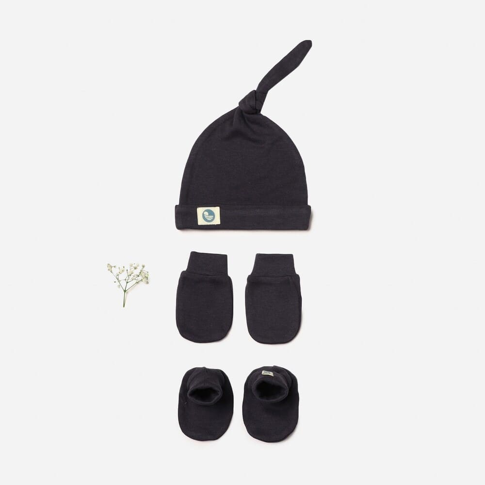 newborn baby bamboo cap mitten booties set