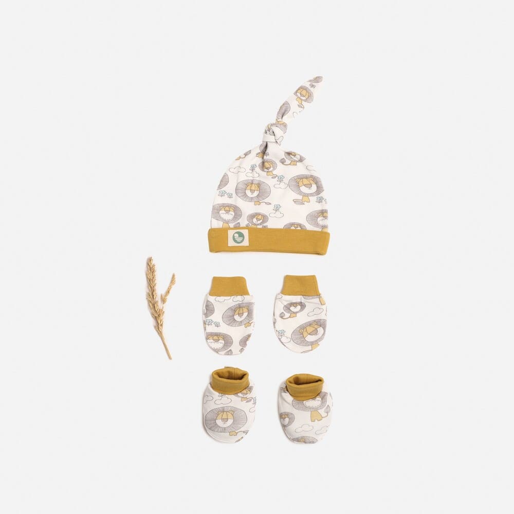 newborn baby bamboo cap mitten booties set