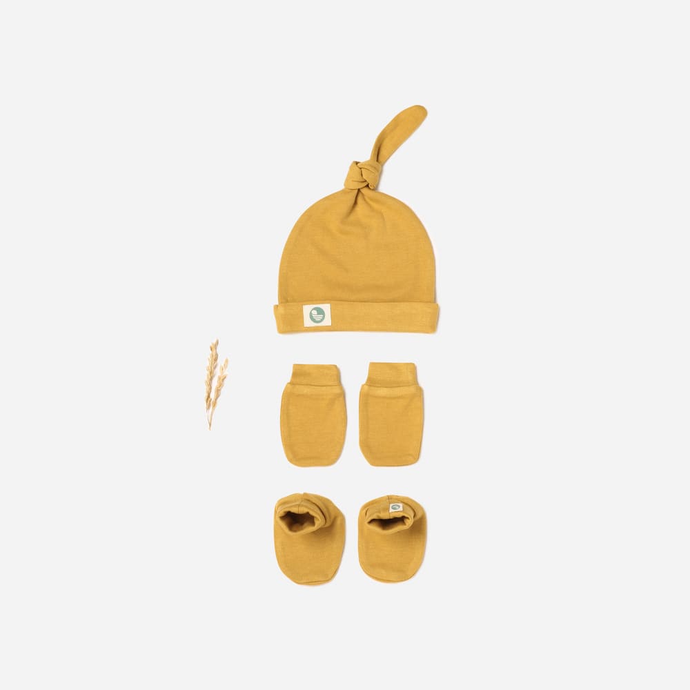 newborn baby bamboo cap mitten booties set