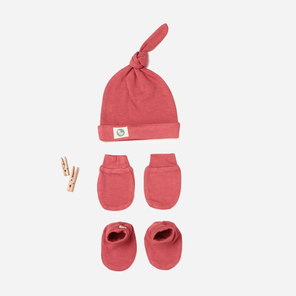 newborn baby bamboo cap mitten booties set