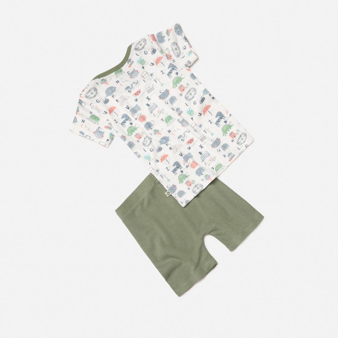 bamboo printed t-shirt & solid shorts set