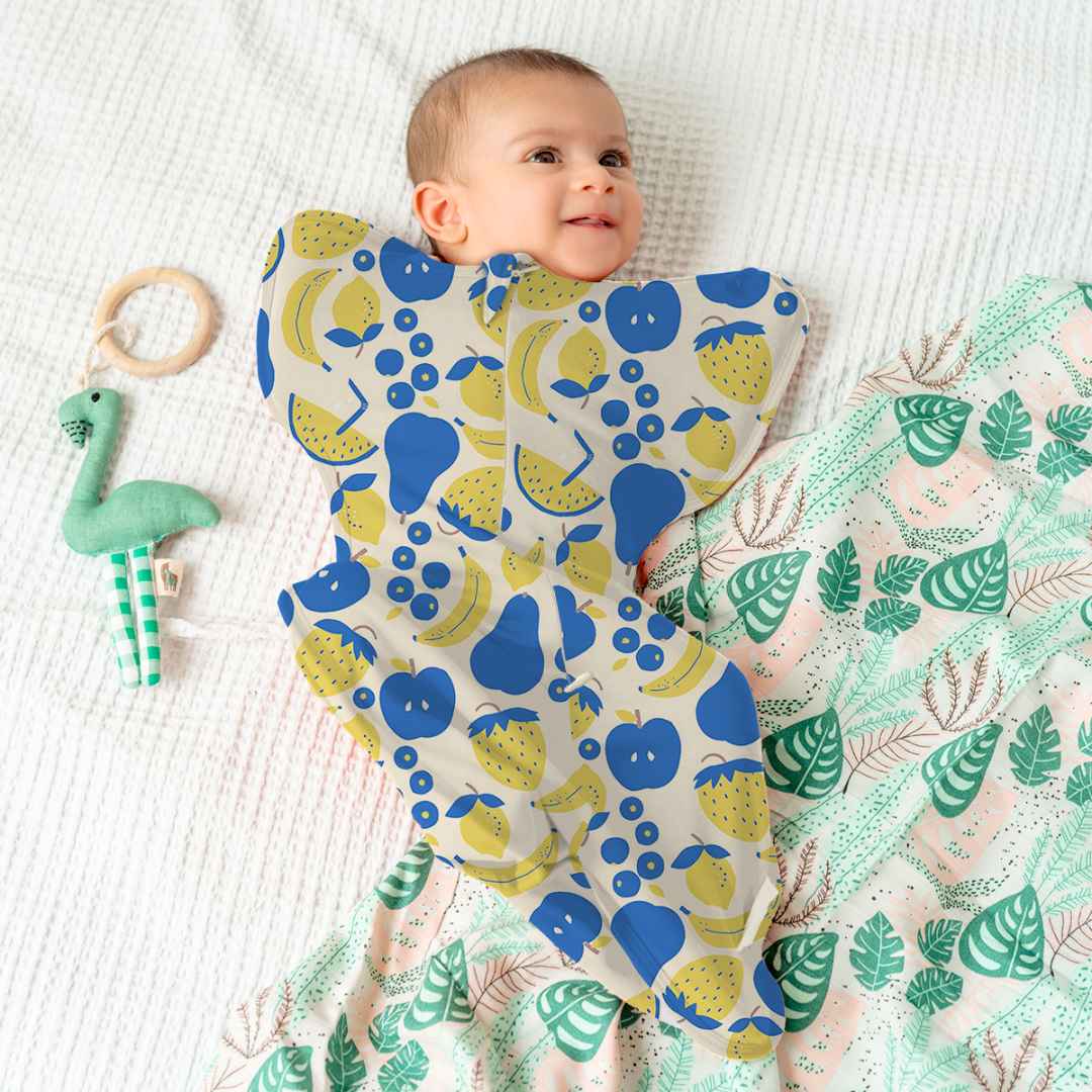 bamboo arms up swaddle pod for baby - prints