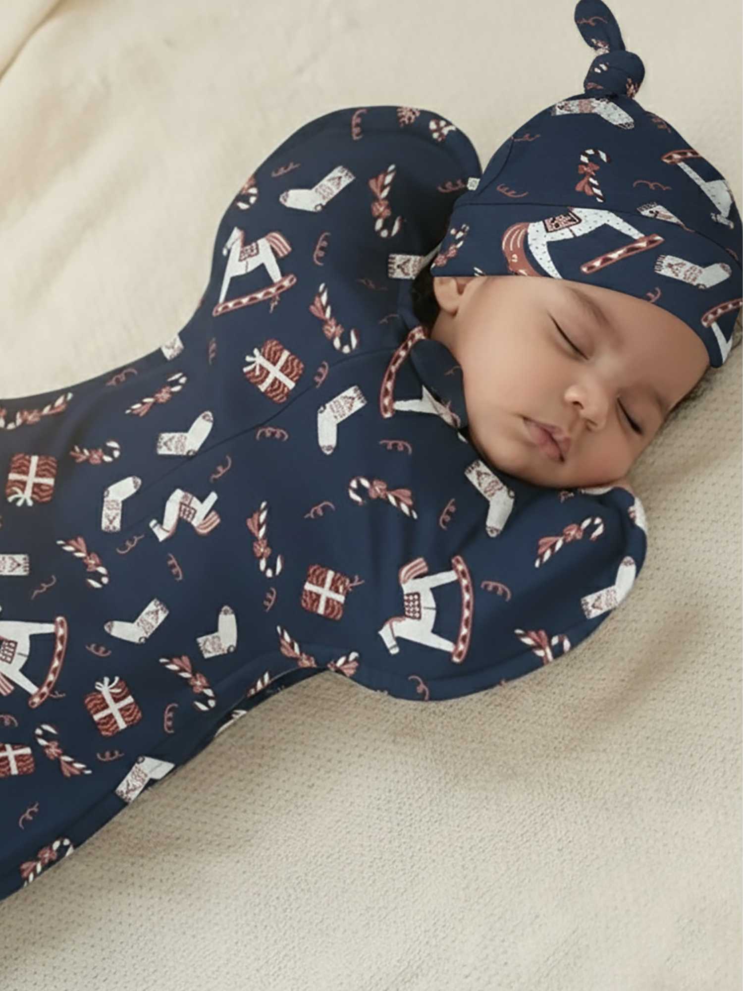 newborn baby bamboo cap mittens socks combo - christmas collection