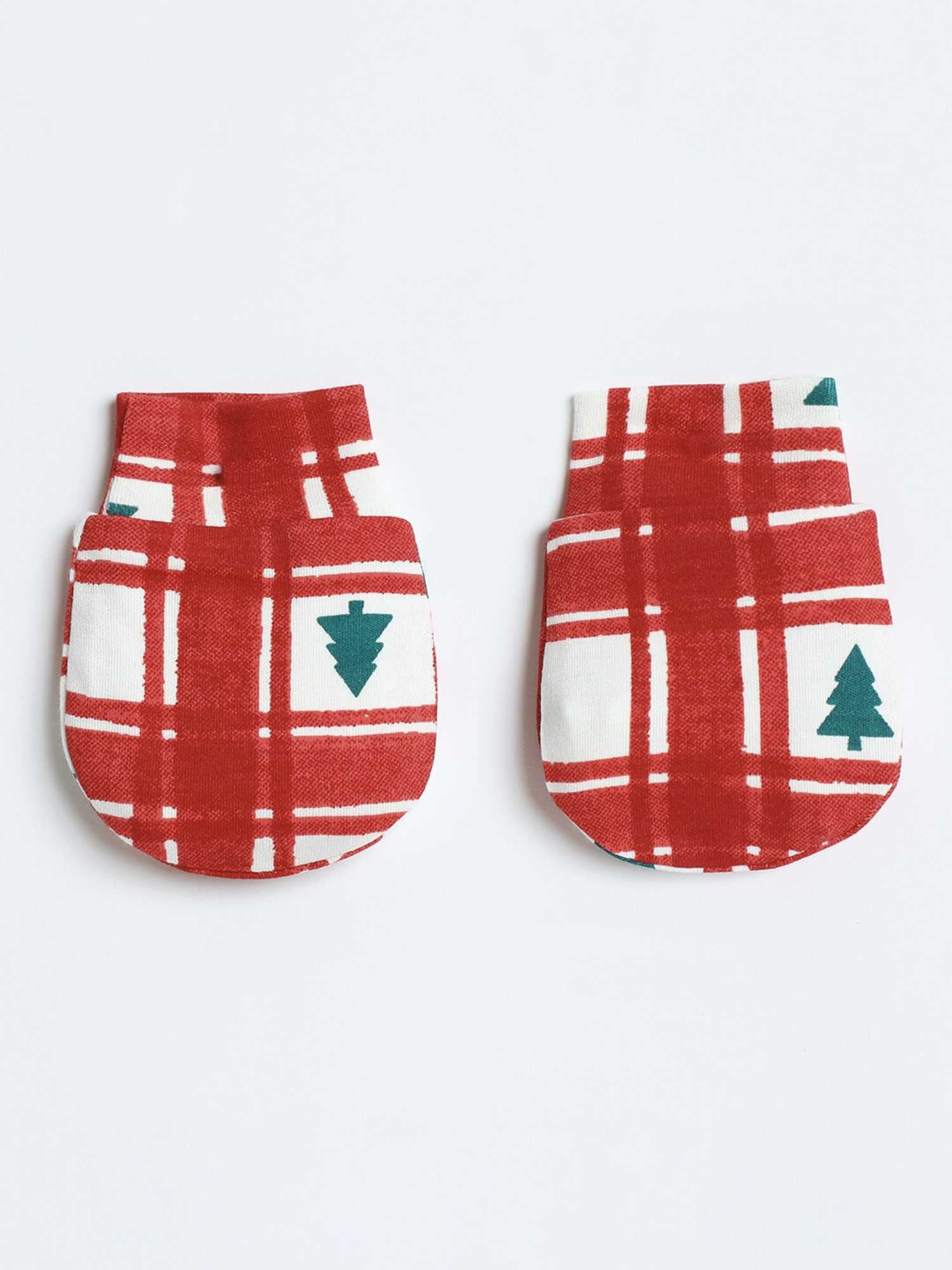 newborn baby bamboo cap mittens socks combo - christmas collection