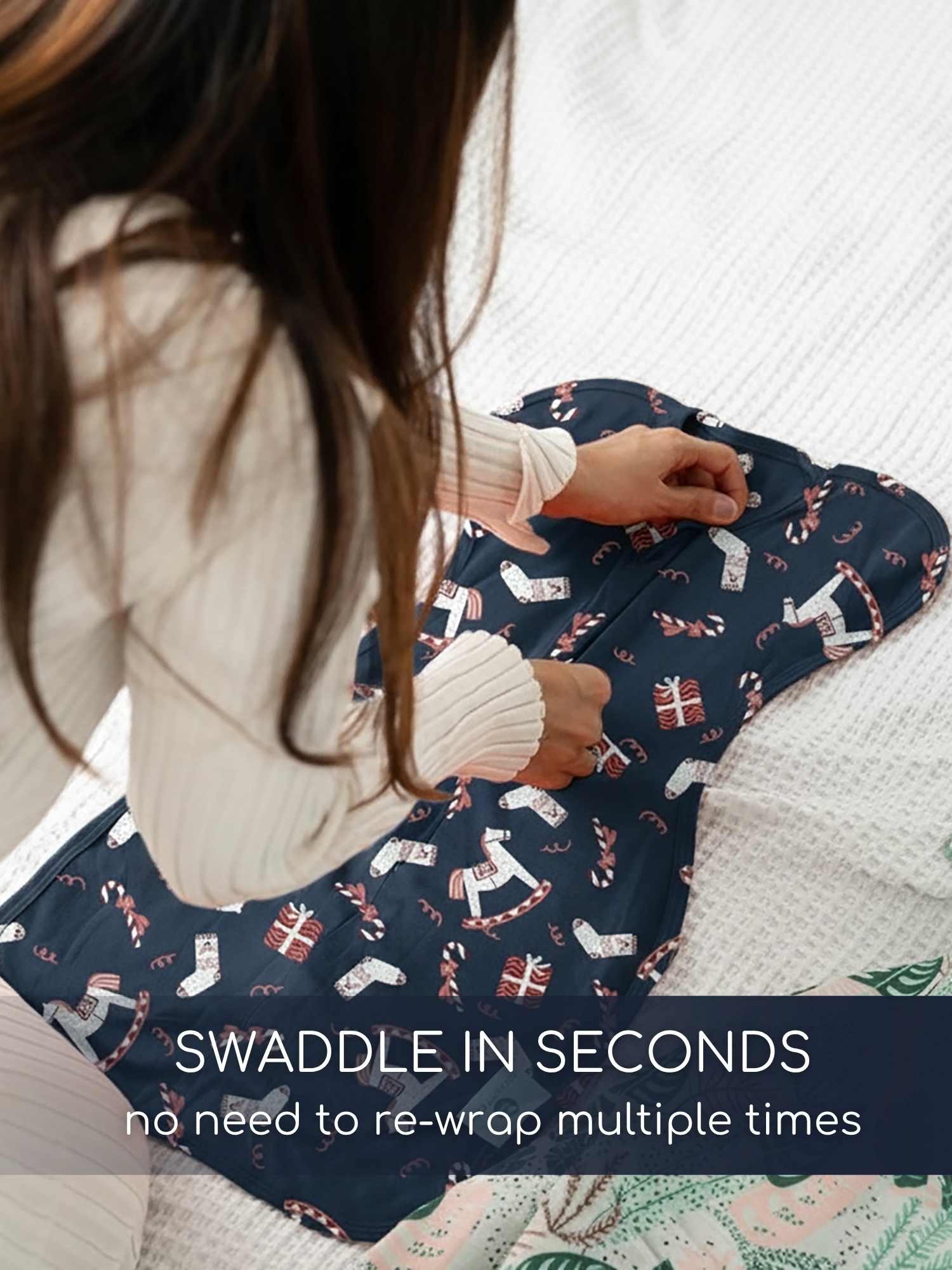 bamboo hands up swaddle pod for baby - christmas collection