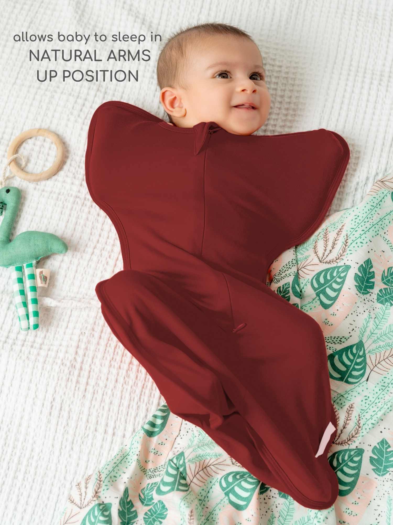bamboo hands up swaddle pod for baby - christmas collection
