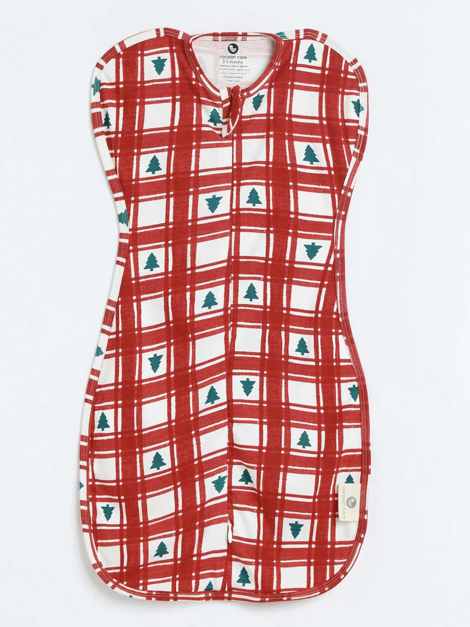 bamboo hands up swaddle pod for baby - christmas collection