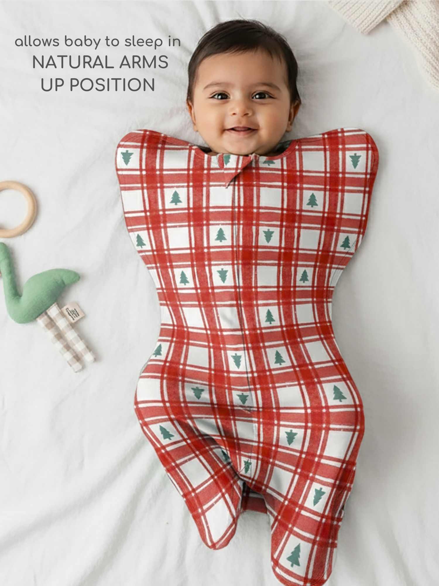 bamboo hands up swaddle pod for baby - christmas collection