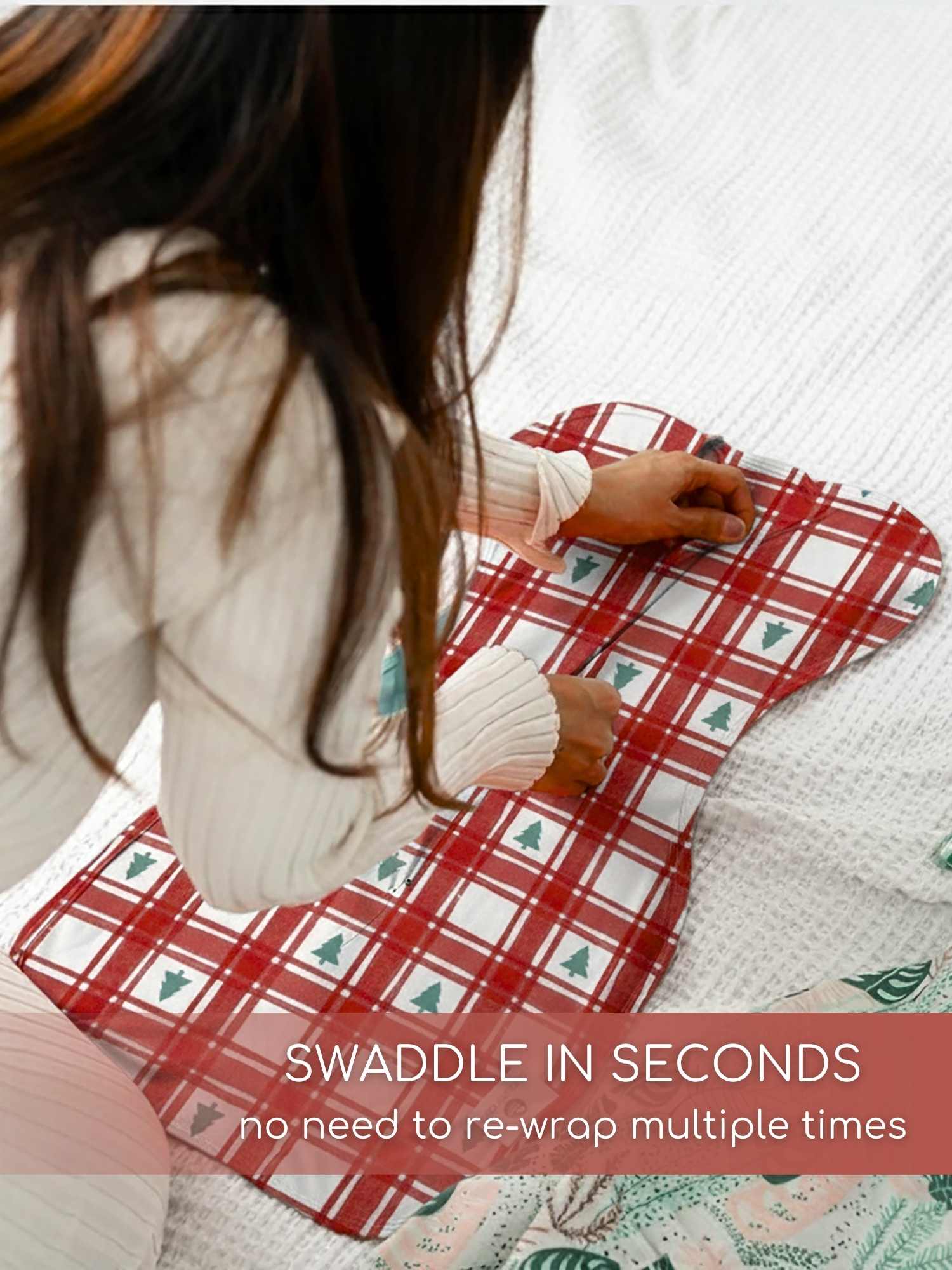 bamboo hands up swaddle pod for baby - christmas collection
