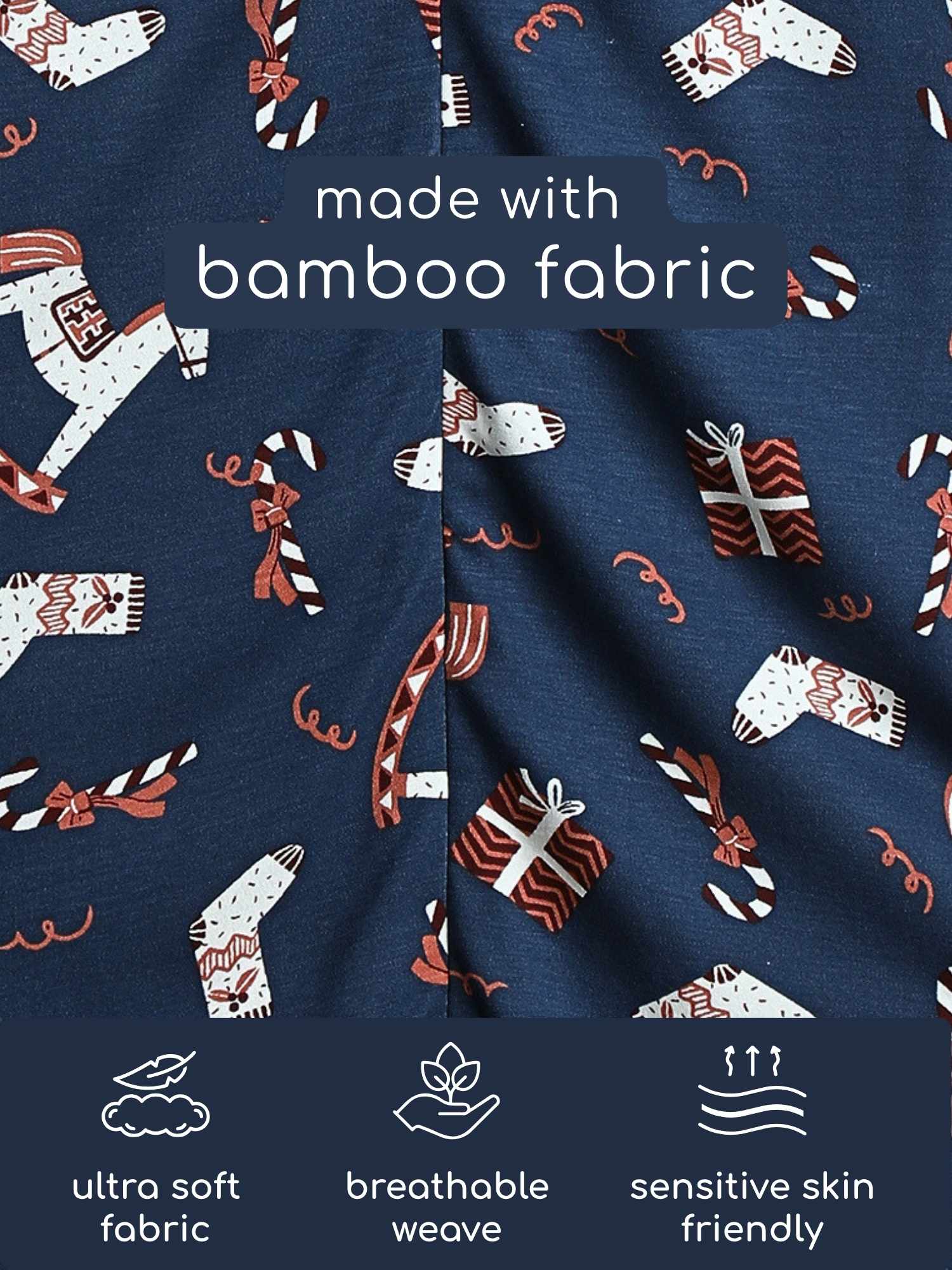 bamboo sleeping bag with foot opening - christmas collection