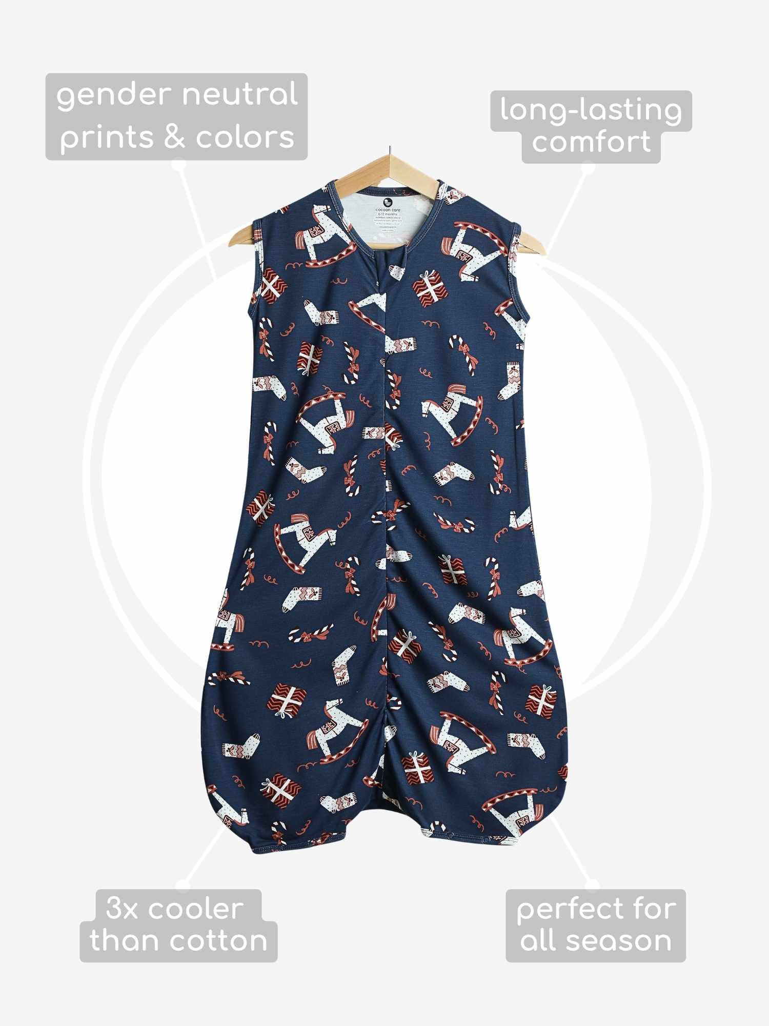 bamboo sleeping bag with foot opening - christmas collection