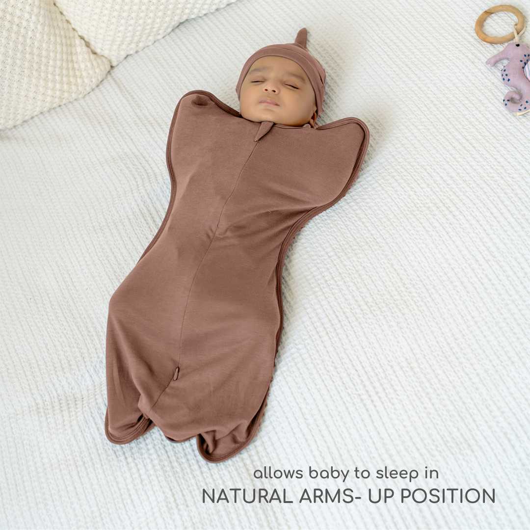 bamboo hands up swaddle pod for baby - solid colours