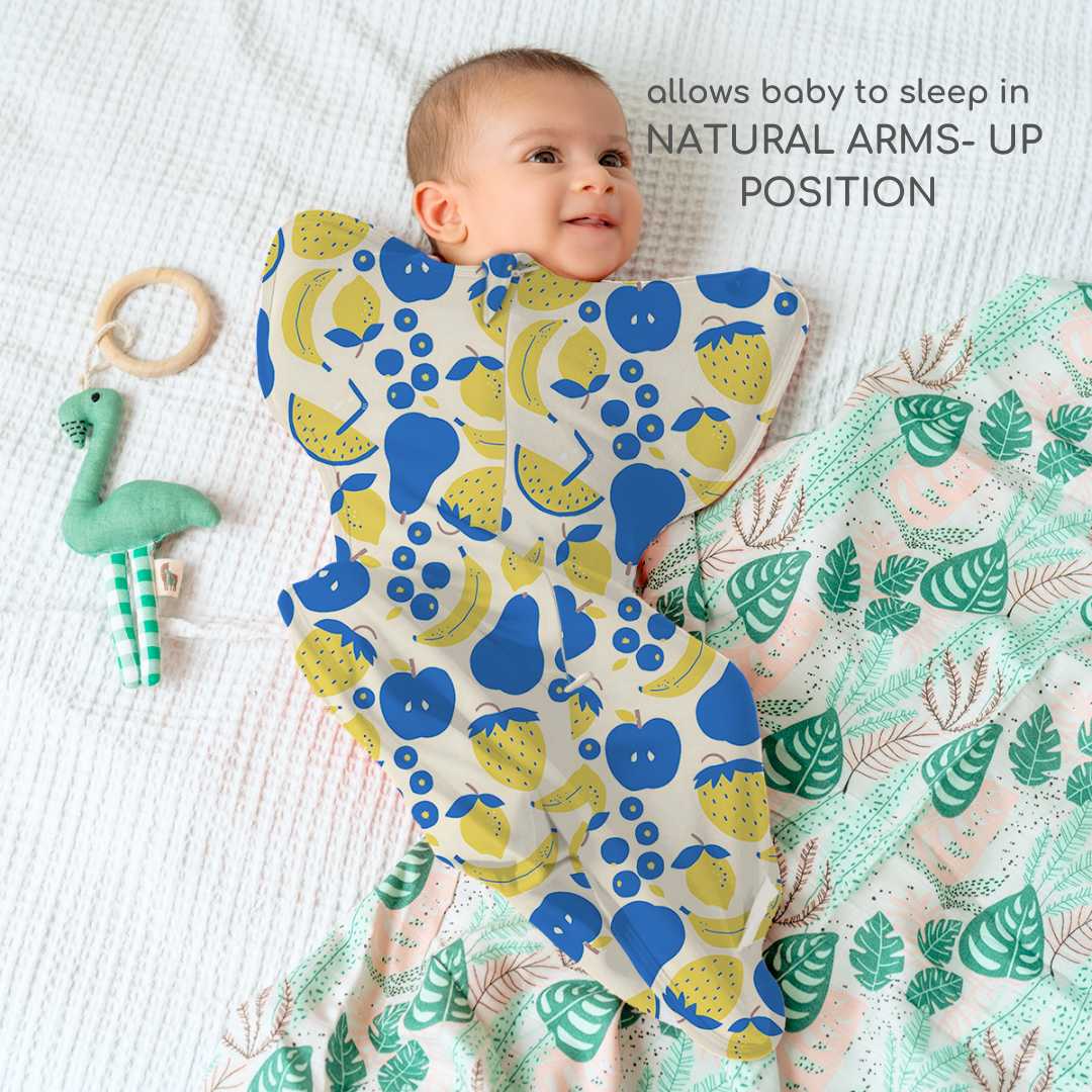 bamboo hands up swaddle pod for baby - prints
