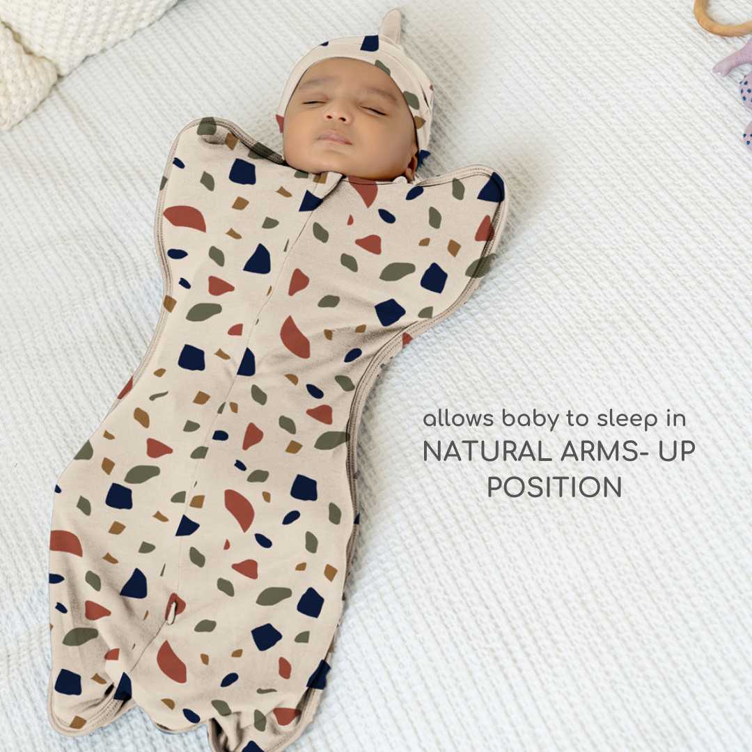 bamboo hands up swaddle pod for baby - prints