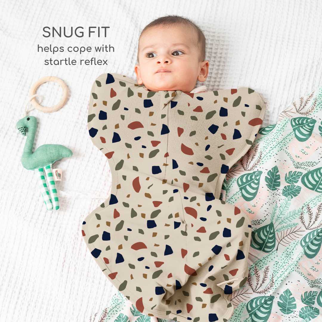 bamboo hands up swaddle pod for baby - prints