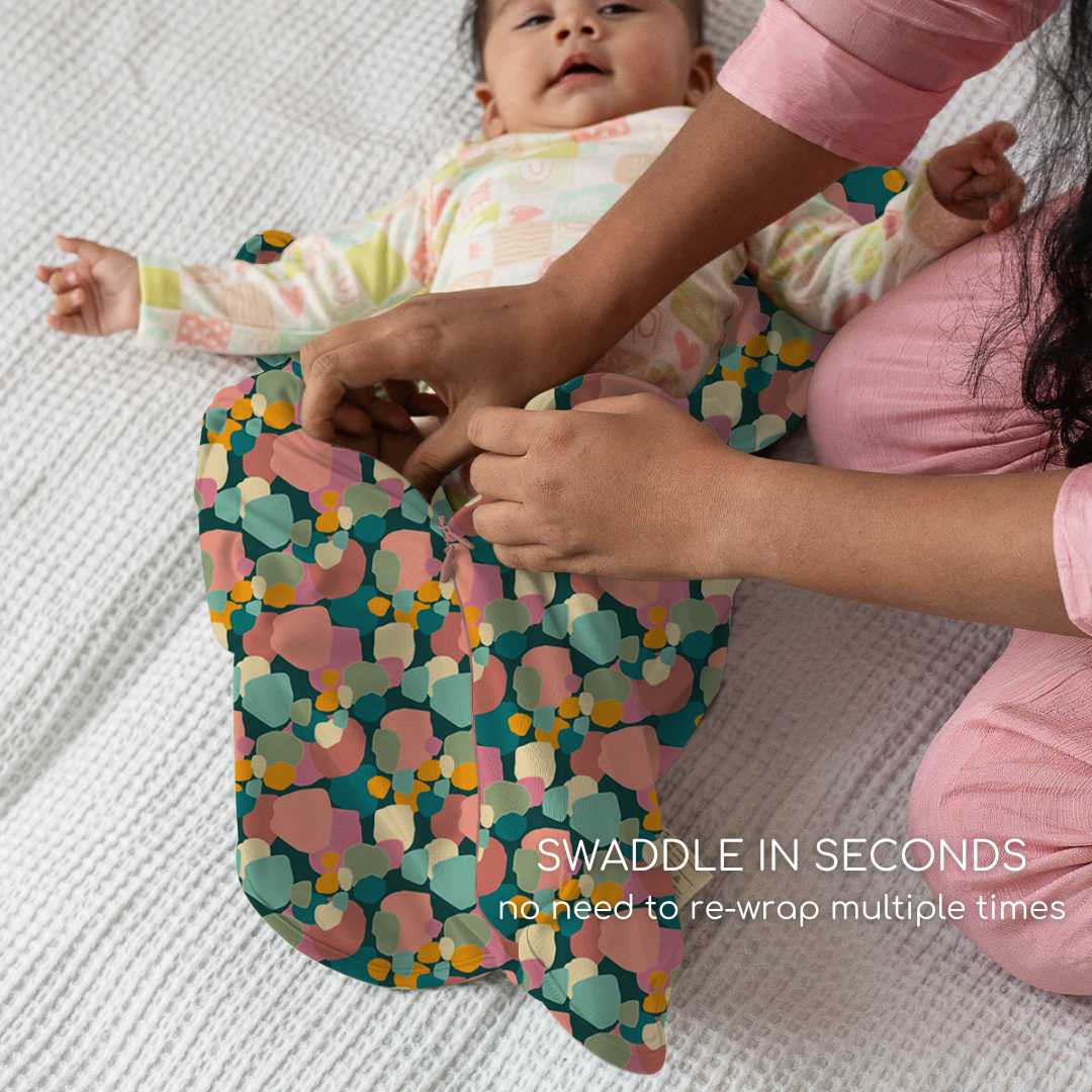 bamboo hands up swaddle pod for baby - prints