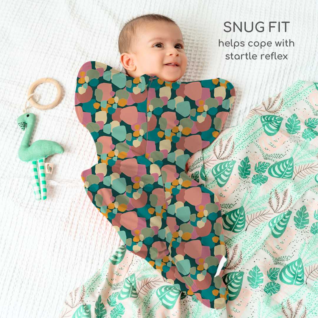 bamboo hands up swaddle pod for baby - prints
