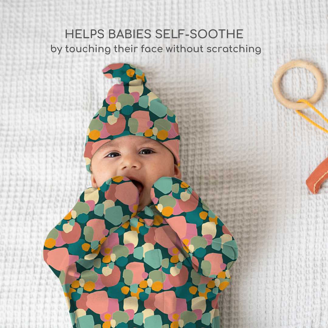 bamboo hands up swaddle pod for baby - prints