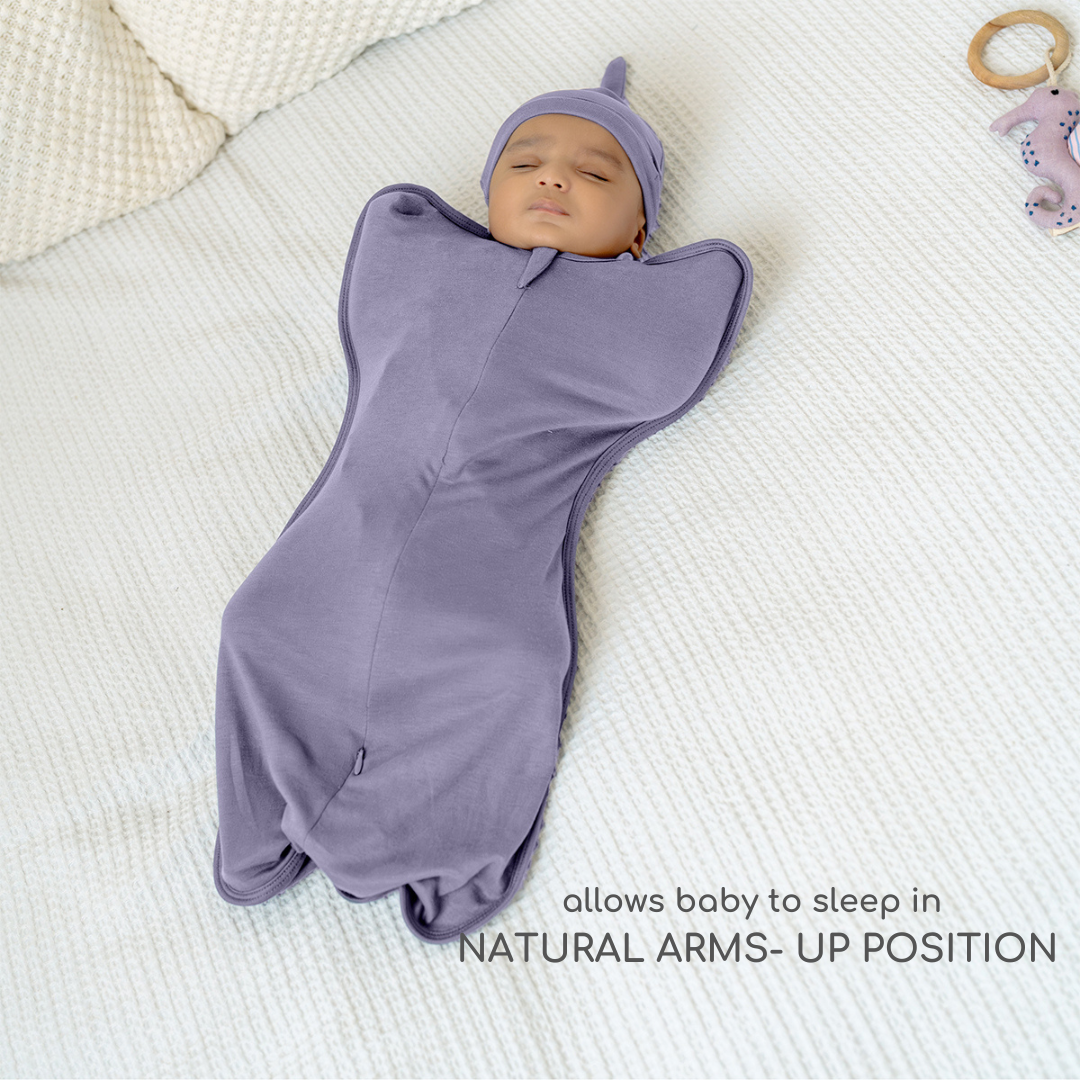 bamboo hands up swaddle pod for baby - solid colours