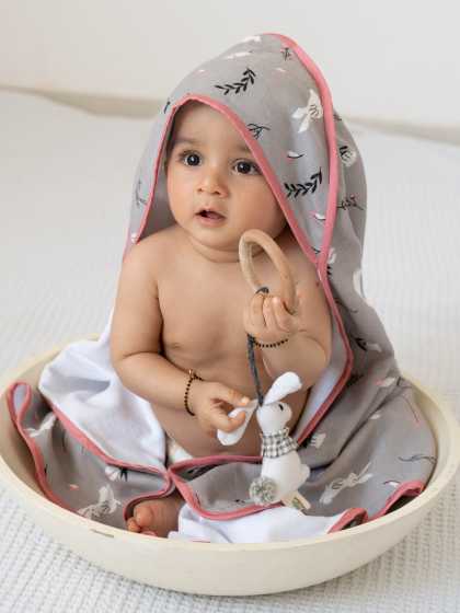 bamboo muslin + terry hooded towel - into the wild