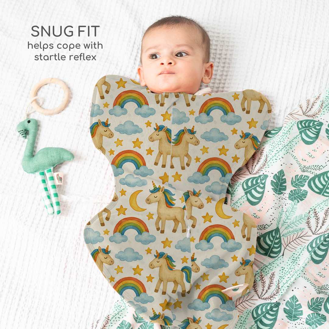 bamboo hands up swaddle pod for baby - prints