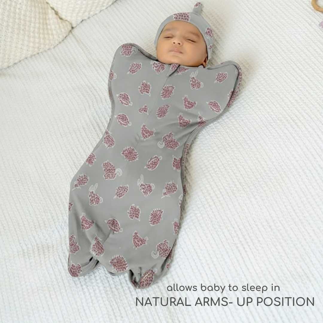 bamboo hands up swaddle pod for baby - prints