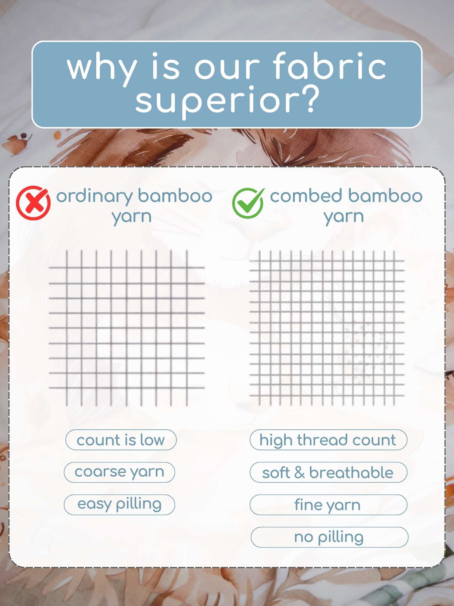 bamboo muslin baby blanket - placement print