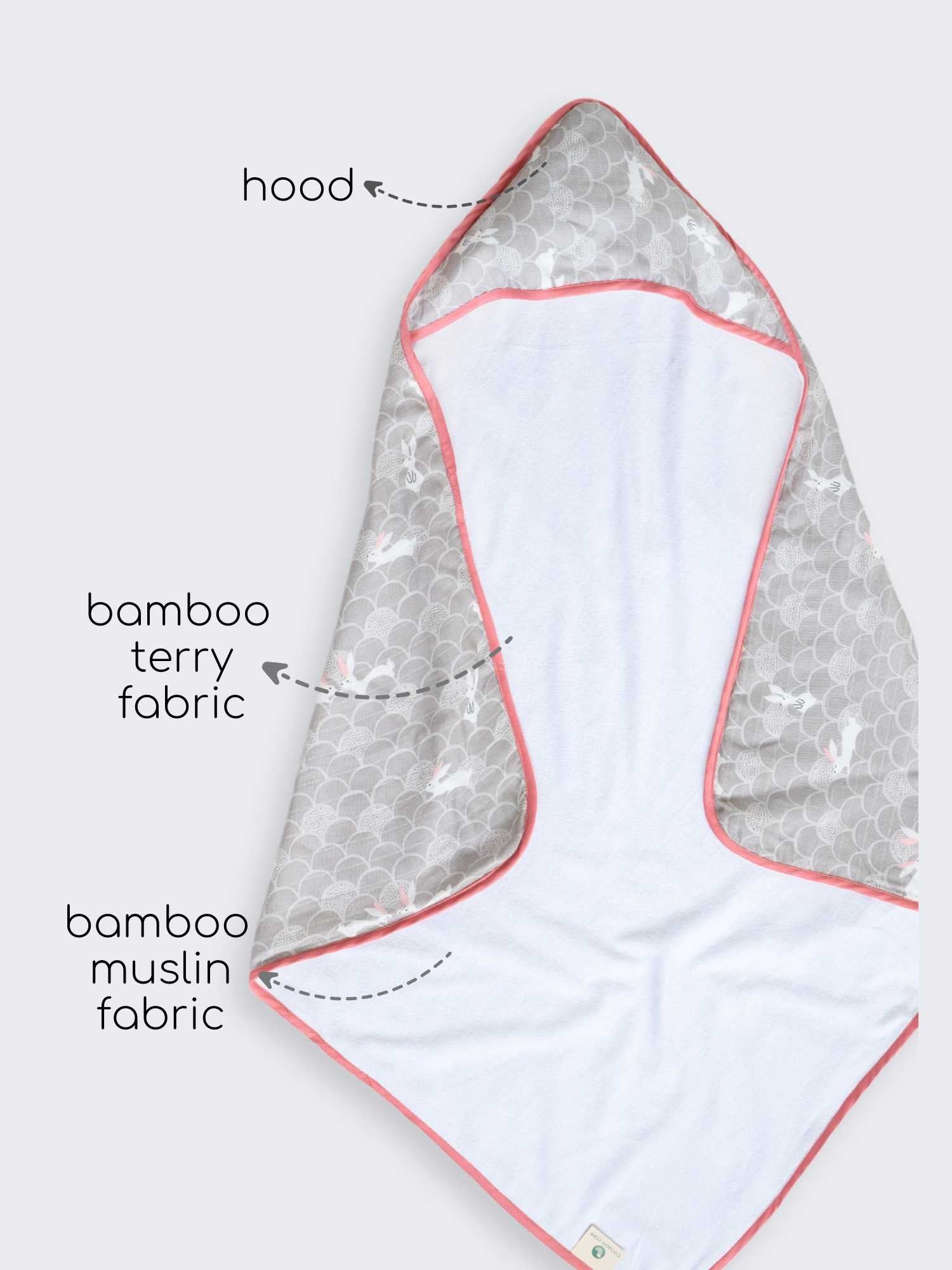 bamboo muslin + terry hooded towel - abstract world