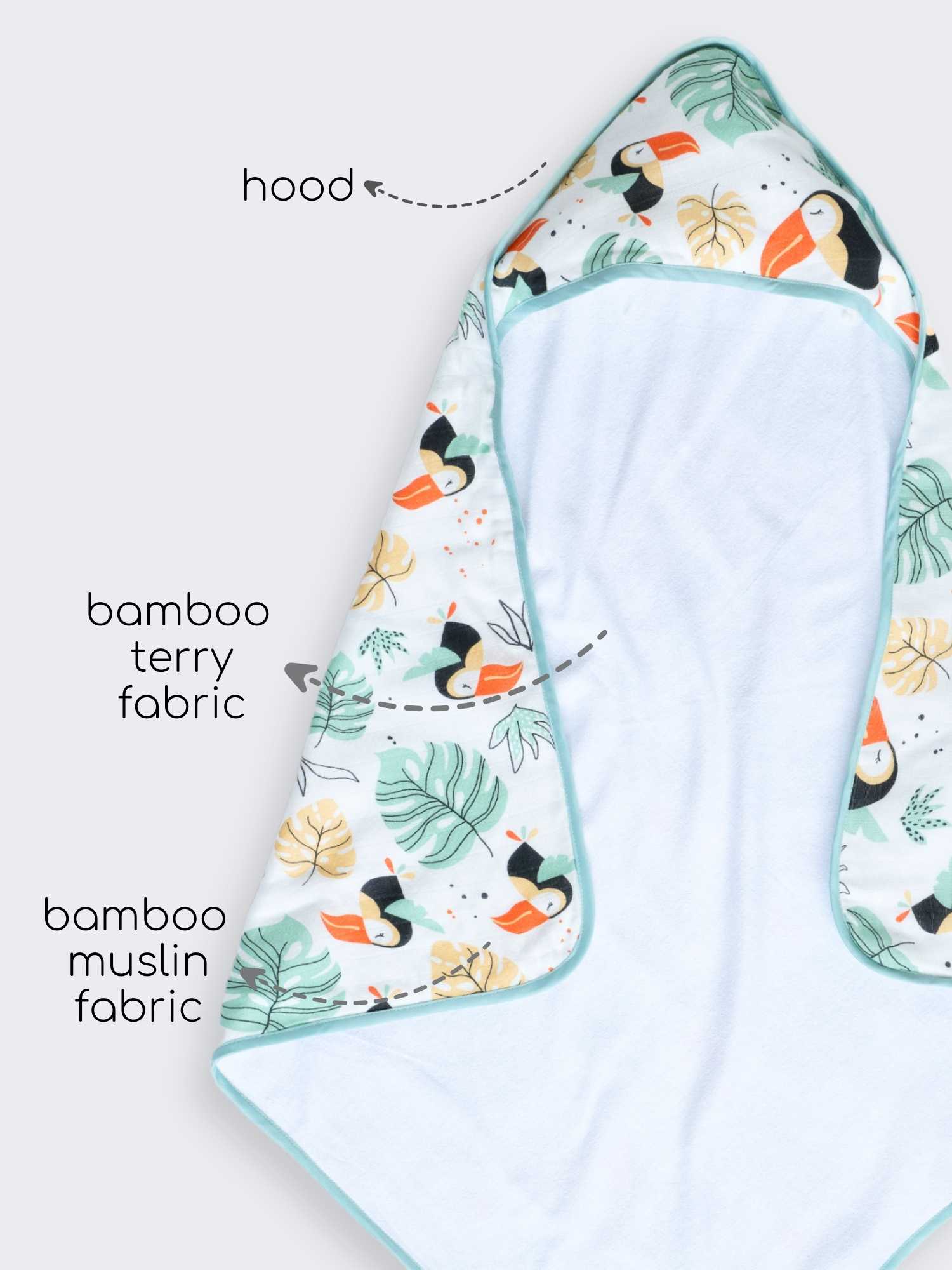 bamboo muslin + terry hooded towel - into the wild